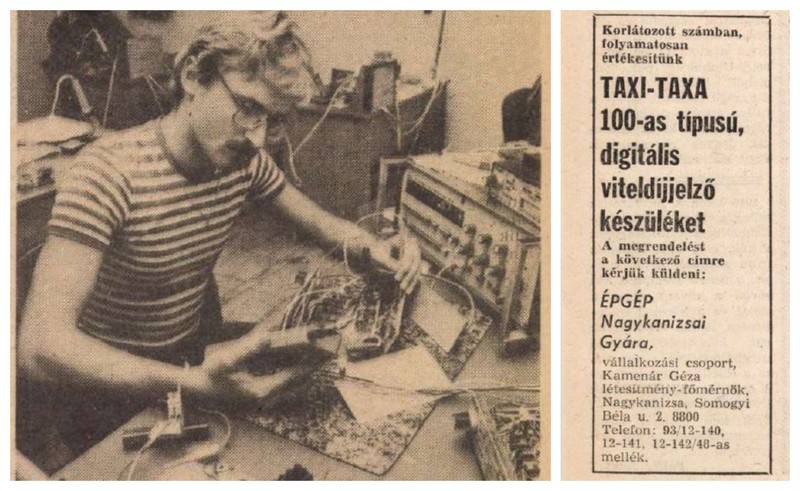 Újságcikk az ÉPGÉP taxiórák gyártásáról.