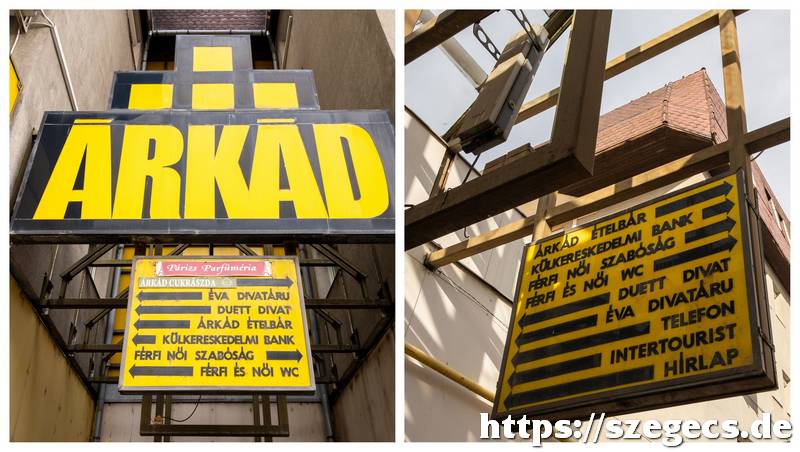 Az Árkád társasház megmaradt feliratai